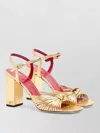 Valentino 90mm Vlogo Anne Metallic Leather Block-heel Sandals In Multi