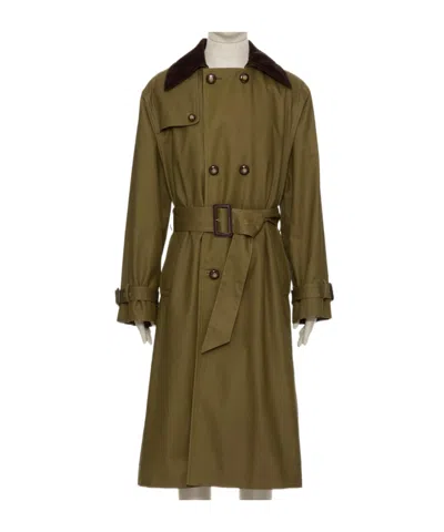 Valentino Lapel Collar Long-sleeved Coat In Green