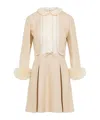 Valentino Nude Viscose-silk Blend Dress With Feather-accented Cuffs In Nude