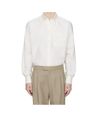 Valentino Lapel Long Sleeve Shirt In White