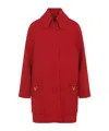 Valentino Wool Coat With Ribbed Collar And Cuffs In Red