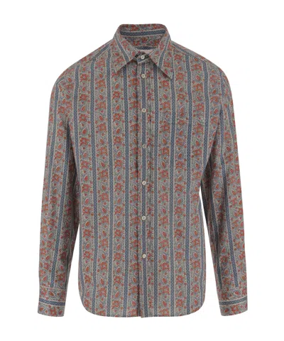 Valentino Lapel Long-sleeved Shirt In Gray