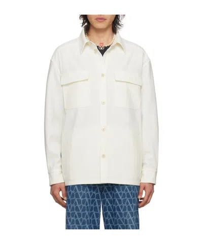 Valentino Lapel Long-sleeved Shirt In White
