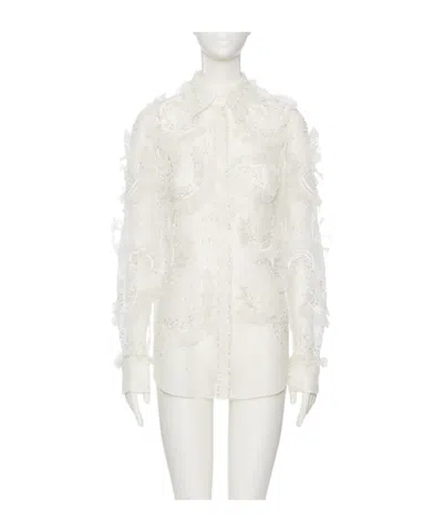 Valentino Lapel Long-sleeved Shirt In White