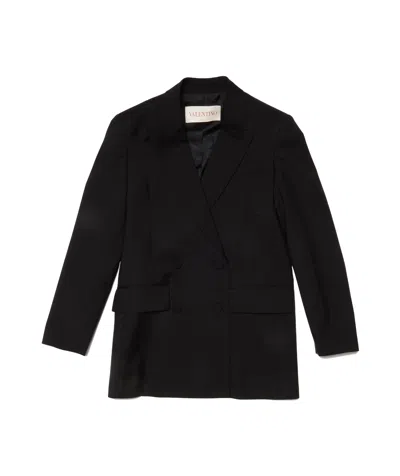 Valentino Lapel Long-sleeved Suit Jacket In Black