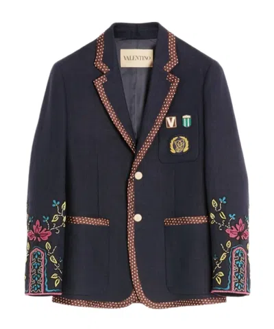 Valentino Lapel Long-sleeved Suit Jacket In Multi