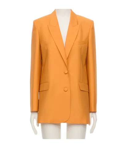 Valentino Lapel Long-sleeved Suit Jacket In Orange
