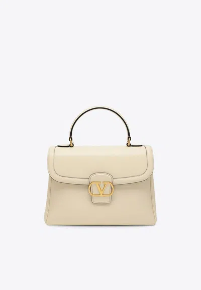 Valentino Garavani Large 9to5 Calf Leather Shoulder Bag In White