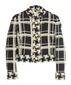 Valentino Womens Tweed Check-print Knitted Jacket Nero Avorio In Black