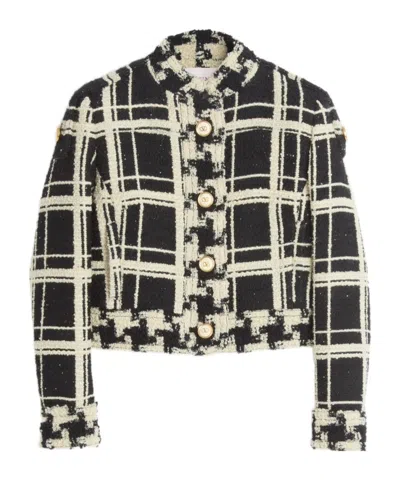 VALENTINO VALENTINO CHECKED STRAIGHT HEM TWEED JACKET