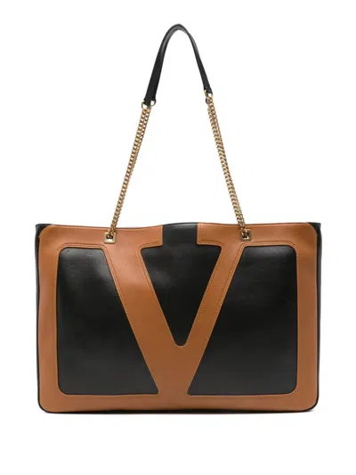 Valentino Garavani Large Double-strap Logo-detail Shoulder Bag In Black