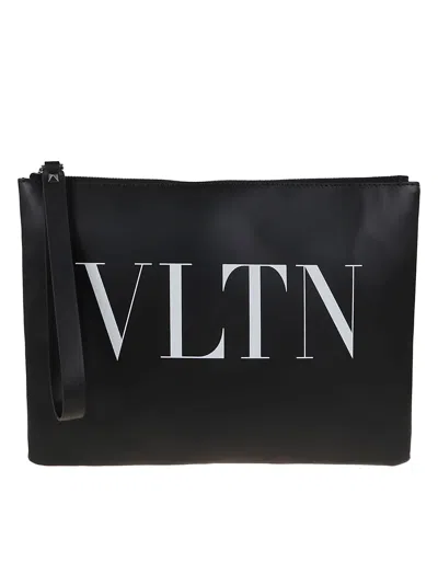 Valentino Garavani Large Handle Pouch Vltn In Black