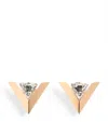 Valentino Triangular Crystal Metal Stud Earrings In Gold