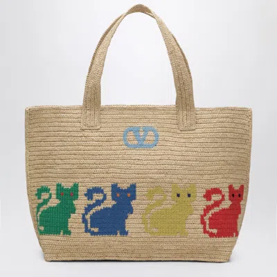 VALENTINO GARAVANI LARGE RAFFIACHAT SHOPPING BAG IN RAFFIA
