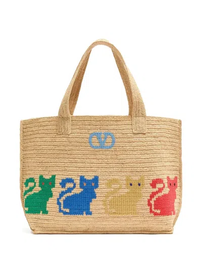 Valentino Garavani Valentino Large Raffiachat Tote Bag In Multicolor