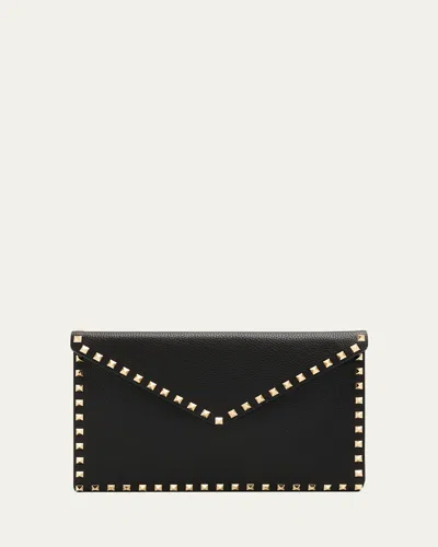 VALENTINO GARAVANI LARGE ROCKSTUD LEATHER FLAT POUCH BAG