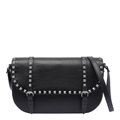 Valentino Garavani Large Rockstud Messenger Bag In Black