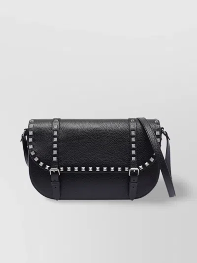 Valentino Garavani Large Rockstud Messenger Bag With Adaptable Strap In Black
