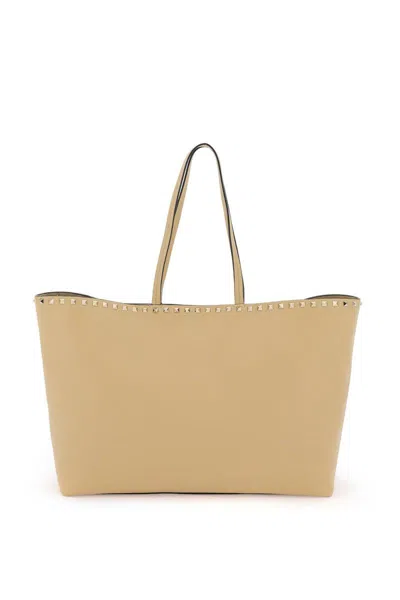 Valentino Garavani Large Rockstud Tote Bag In Beige