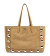 Valentino Nellcote Large Suede Leather Tote In Brown
