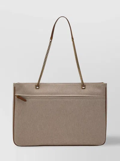Valentino Garavani Large Superstar Bag Natural Spice Canvas In Silver