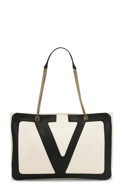 Valentino Garavani Large Tote Bag In Butter White & Nero