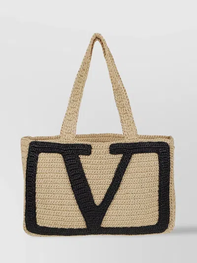 Valentino Garavani Large Tote Crochet Rafia Superstar Viva