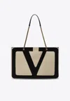 Valentino Large White Chain Tote Bag In Cream