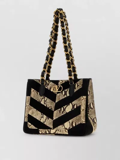 Valentino Garavani Laseine Leather And Suede Tote Bag In Multi