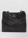 Valentino Garavani  Garavani Laseine Shopping Bag In Nappa Leather With A Chevron Pattern W In Black