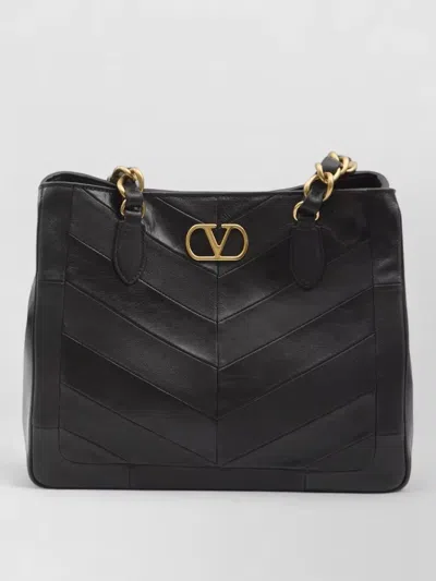 VALENTINO GARAVANI LASEINE SMALL CHEVRON SHOULDER SHOPPING BAG