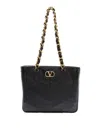 Valentino Garavani  Garavani Laseine Shopping Bag In Nappa Leather With A Chevron Pattern W In Black