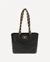 Valentino Garavani  Garavani Laseine Shopping Bag In Nappa Leather With A Chevron Pattern W In Black