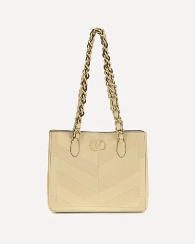 Valentino Garavani Laseine Small Shopping Bag In Gold