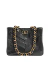 Valentino Garavani  Garavani Laseine Shopping Bag In Nappa Leather With A Chevron Pattern W In Black