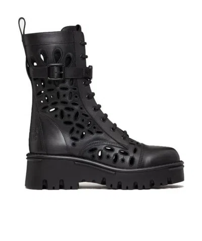 VALENTINO GARAVANI VALENTINO CUT-OUT DETAILED COMBAT BOOTS