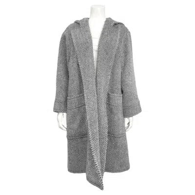 Pre-owned Valentino Late 1990's  Boutique Black And White Herringbone Swing Coat