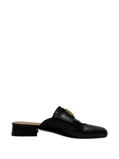 Pre-owned Valentino Garavani Late 2010s Vlogo Kiltie Mules In Black