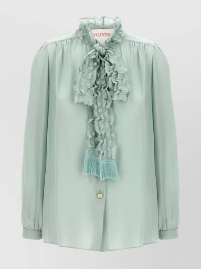 VALENTINO LAVALLIÈRE HIGH NECK SHIRT WITH RUFFLED FRONT