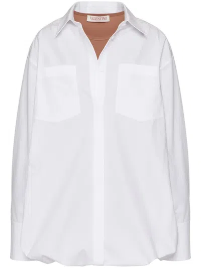 Valentino Garavani Layered Cotton-poplin Shirt In White
