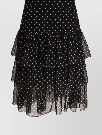 Valentino Layered High-waisted Skirts With Polka Dot Pattern In Black