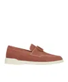 Valentino Womens Pale Pink Leisure Flows Panelled Suede Loafers In Brown