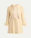 Valentino Feather-trimmed Embellished Jacquard And Woven Mini Dress In Nude
