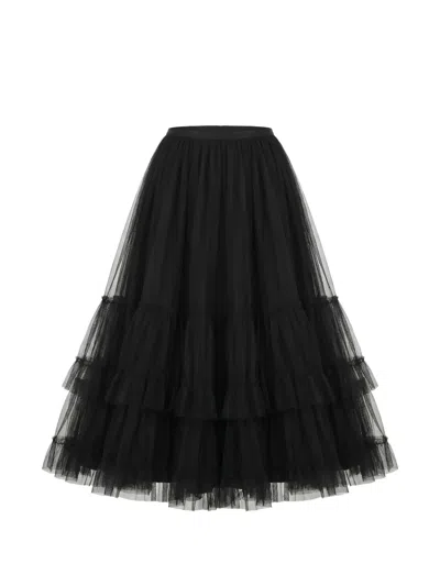 Valentino Layered-tulle Maxi Skirt In Black
