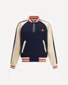 Valentino Sporty Bomber Jacket With Embroidered Details In Blue