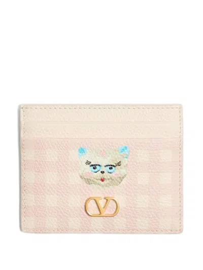 Valentino Garavani Le Chat De La Maison Cardholder In Pink