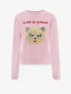 Valentino Cat-embroidered Cotton Jersey Sweatshirt In Pink