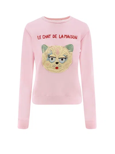 Valentino Le Chat De La Maison Cotton Sweatshirt In Pink