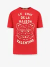 Valentino Garavani T-shirt With Le Chat De La Maison Print In Red