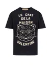 Valentino Garavani T-shirt With Le Chat De La Maison Print In Black
